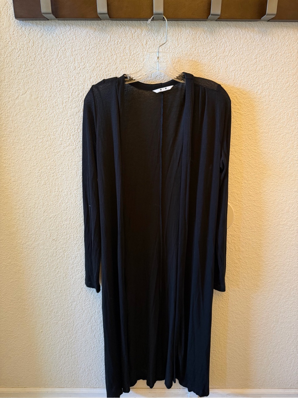 Three Dots Black Long Open-Front Women's Dress Cardigan